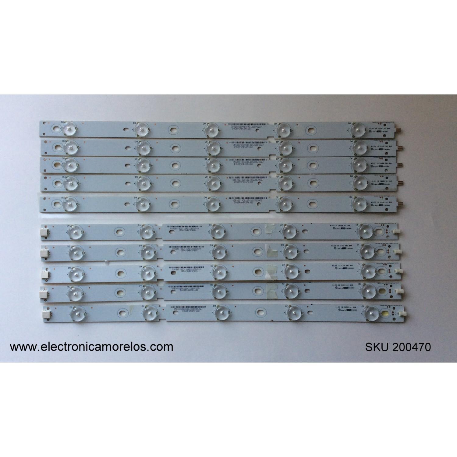 KIT DE LED´S PARA TV (10 PIEZAS) / SAMSUNG / VIZIO 131204-WS-400-010-LAKERS-C11-L / 131204-WS-400-010-LAKERS-C11-R / D319OILBC4F5A / D806PGHBC5F63G1 / PANEL´S LSC400HN01-G01 / LSC400HN01-S03 / MODELO E400I-B2 LWZQPNBQ